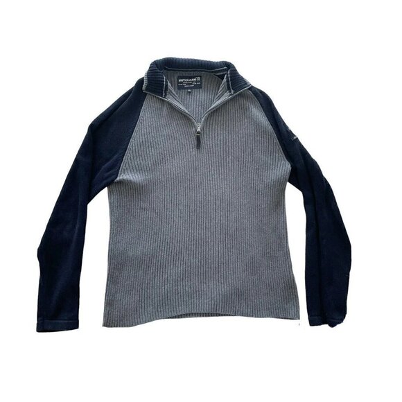 Vintage Nautica Jeans Co Mens Sz XL Gray Blue Half Zip Pullover Ribbed Sweater - Picture 7 of 7